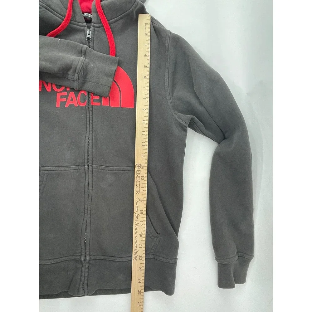 The North Face Hoodie Mens Small Gray Full Zip Sweat Shirt Graphic Print Logo